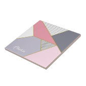 Elegant geometric stripes polka dots pastel tegeltje (Zijkant)