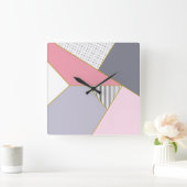 Elegant geometric stripes polka dots pastel vierkante klok (Huis)