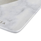 elegant geometric white marble brushed nickel snijplank (Hoek)