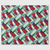 Elegant geometrisch Abstract rood grijs turquoise Cadeaupapier (Vlak)