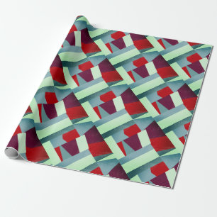 Elegant geometrisch Abstract rood grijs turquoise Cadeaupapier