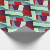 Elegant geometrisch Abstract rood grijs turquoise Cadeaupapier (Hoek)