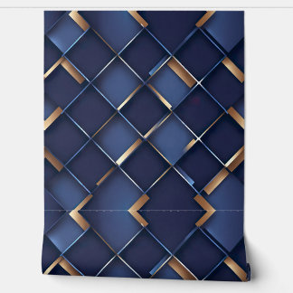 Elegant Geometrisch blauw en goud Behang