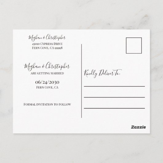 Elegant Geometrisch Bloemen Bruiloft Save the Date Briefkaart (Achterkant)