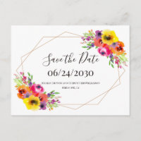 Elegant Geometrisch Bloemen Bruiloft Save the Date