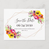 Elegant Geometrisch Bloemen Bruiloft Save the Date Briefkaart (Voorkant)