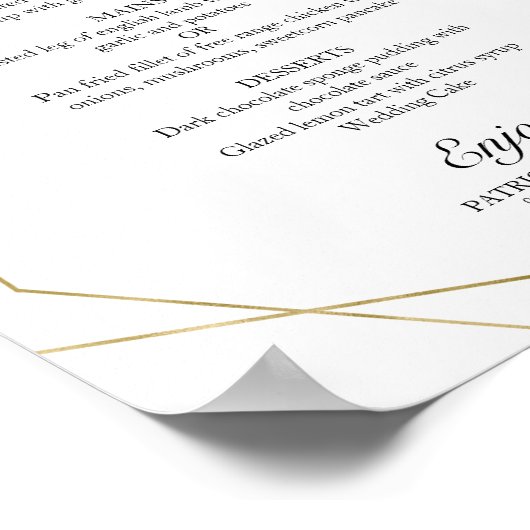 Elegant Geometrisch Bloemendecor Trouwmenu Poster (Hoek)