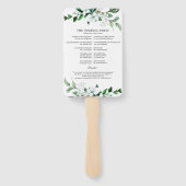 Elegant geometrisch bloemengroen bruiloft programm handwaaier (Achterkant)
