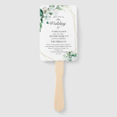 Elegant geometrisch bloemengroen bruiloft programm handwaaier (Voorkant)