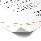 Elegant Geometrisch Bloemig Groenhouten Trouwmenu Poster (Hoek)