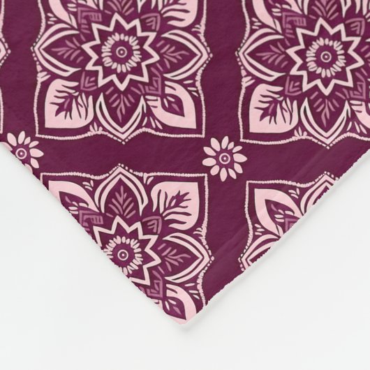 Elegant  geometrisch bloemmotief fleece deken (Hoek)