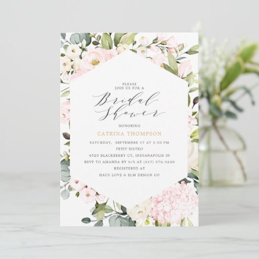 Elegant geometrisch blozen bloemenVrijgezellenfees Kaart (Staand voorkant)