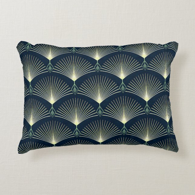 Elegant geometrisch: Blue Art Deco. Accent Kussen (Voorkant)