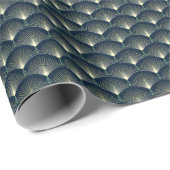 Elegant geometrisch: Blue Art Deco. Cadeaupapier (Rol Hoek)