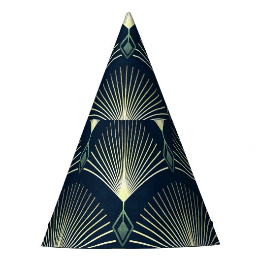 Elegant geometrisch: Blue Art Deco. Feesthoedjes (Voorkant)