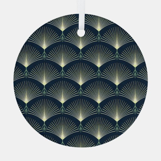 Elegant geometrisch: Blue Art Deco. Glas Ornament (Achterkant)