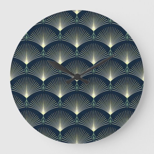 Elegant geometrisch: Blue Art Deco. Grote Klok (Voorkant)