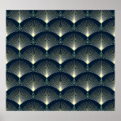 Elegant geometrisch: Blue Art Deco. Poster (Voorkant)
