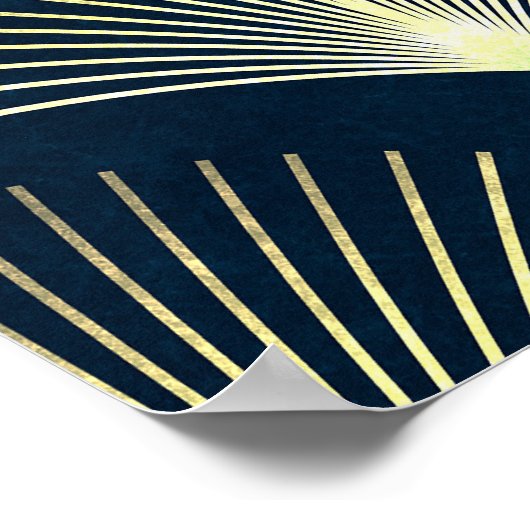 Elegant geometrisch: Blue Art Deco. Poster (Hoek)