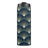 Elegant geometrisch: Blue Art Deco. Thermosbeker (Voorkant)