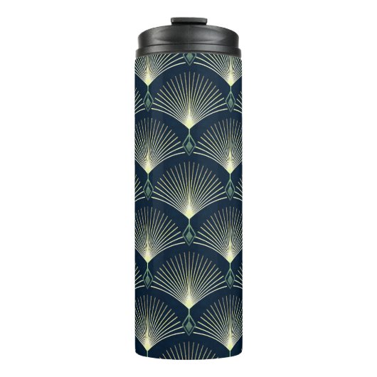 Elegant geometrisch: Blue Art Deco. Thermosbeker (Voorkant)
