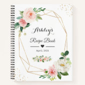 Elegant Geometrisch Blush Roze Bloemen Recept Boek (Voorkant)