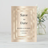 Elegant geometrisch champagnegoud Save the Date Kaart (Staand voorkant)