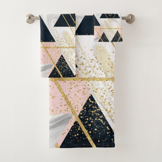 Elegant geometrisch en confetti golden design bad handdoek (Insitu)
