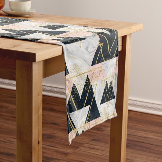 Elegant geometrisch en confetti golden design korte tafelloper (Voorbeeld)