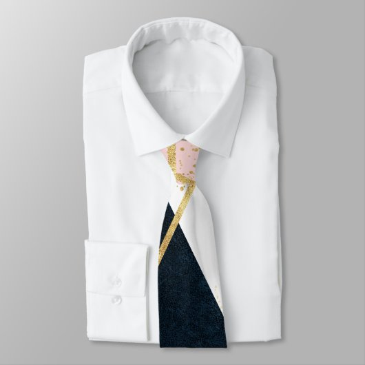 Elegant geometrisch en confetti golden design stropdas (Gebonden)