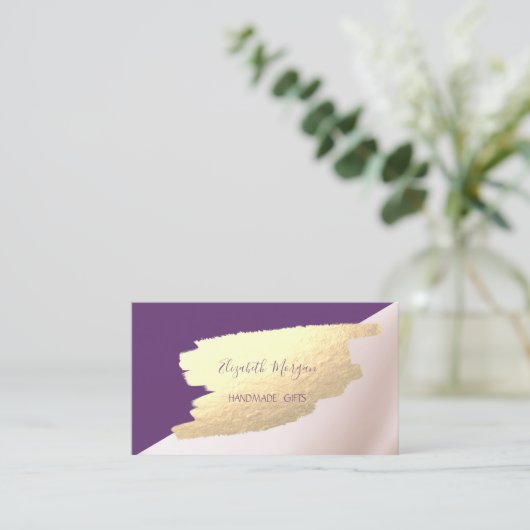 Elegant, geometrisch, Faux Gold Foil Brush Stroke Visitekaartje (Staand voorkant)