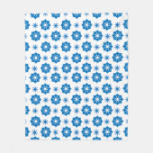 Elegant geometrisch Floral blauw en wit patroon Fleece Deken (Voorkant)