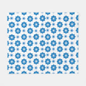 Elegant geometrisch Floral blauw en wit patroon Fleece Deken (Voorkant (Horizontaal))