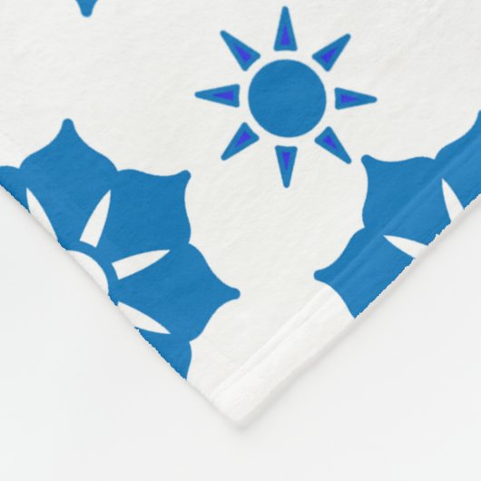Elegant geometrisch Floral blauw en wit patroon Fleece Deken (Hoek)