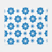 Elegant geometrisch Floral blauw en wit patroon Fleece Deken (Voorkant (Horizontaal))