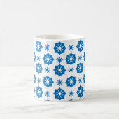 Elegant geometrisch Floral blauw en wit patroon Koffiemok (Center)
