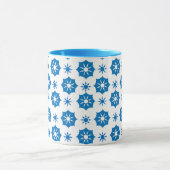 Elegant geometrisch Floral blauw en wit patroon Mok (Midden)