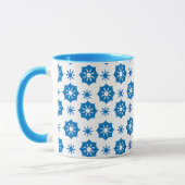 Elegant geometrisch Floral blauw en wit patroon Mok (Links)