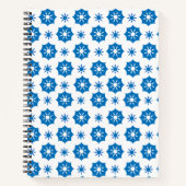 Elegant geometrisch Floral blauw en wit patroon Notitieboek (Voorkant)