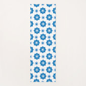 Elegant geometrisch Floral blauw en wit patroon Yogamat (Voorkant)