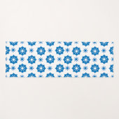 Elegant geometrisch Floral blauw en wit patroon Yogamat (Voorkant (horizontaal))