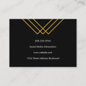 Elegant geometrisch geel met goudlijnen visitekaartje (Achterkant)