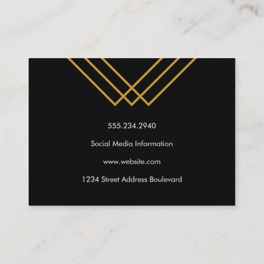 Elegant geometrisch geel met goudlijnen visitekaartje (Achterkant)