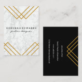 Elegant geometrisch geel met goudlijnen visitekaartje (Voorkant / Achterkant)