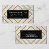 Elegant geometrisch goud lijnen Grunge zwart label (Voorkant / Achterkant)