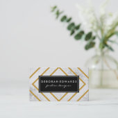 Elegant geometrisch goud lijnen Grunge zwart label (Staand voorkant)