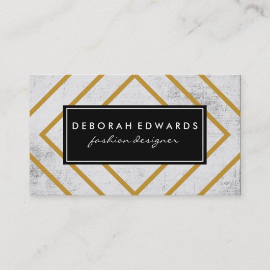 Elegant geometrisch goud lijnen Grunge zwart label (Voorkant)