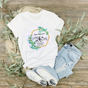Elegant Geometrisch Goud Lijst met Eucalyptus Leav T-shirt