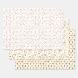 Elegant Geometrisch Goud Patroon Inpakpapier Vel