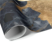 Elegant Geometrisch Goud Zwart Marmer Cadeaupapier (Rol Hoek)
